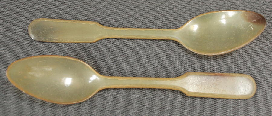 A pair of 19th Century horn spoons