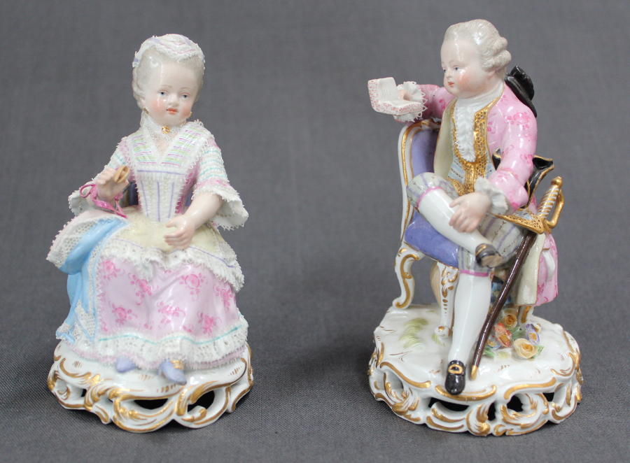A pair of 19th Century Meissen figures