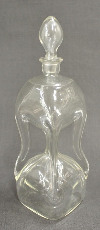 A Victorian square pinched decanter