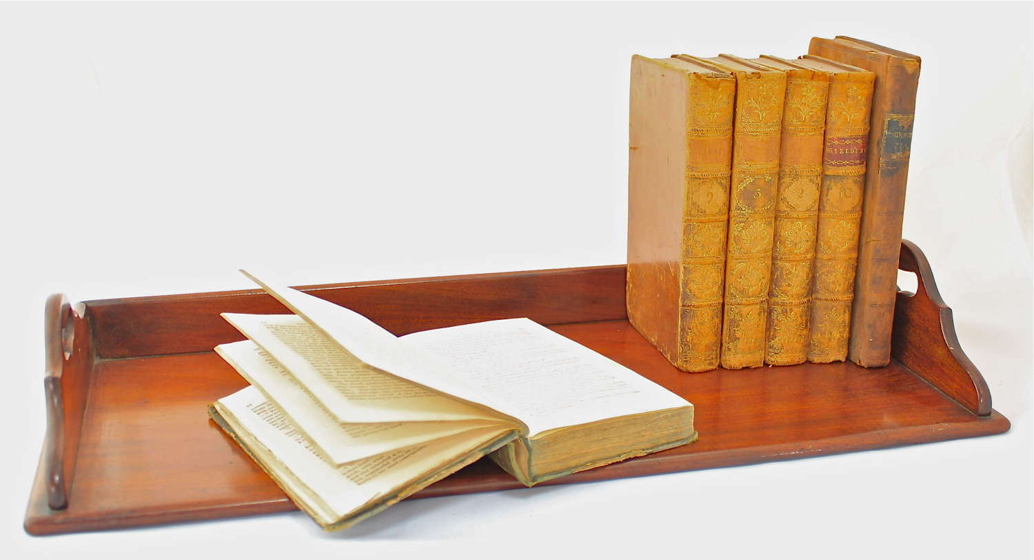 A late George III mahogany book tray