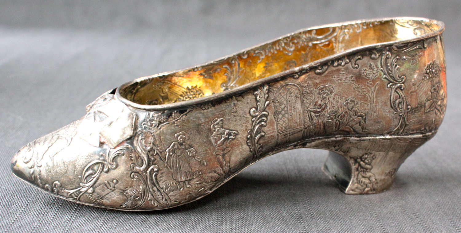 A 19th Century Dutch Silver Miniature Shoe