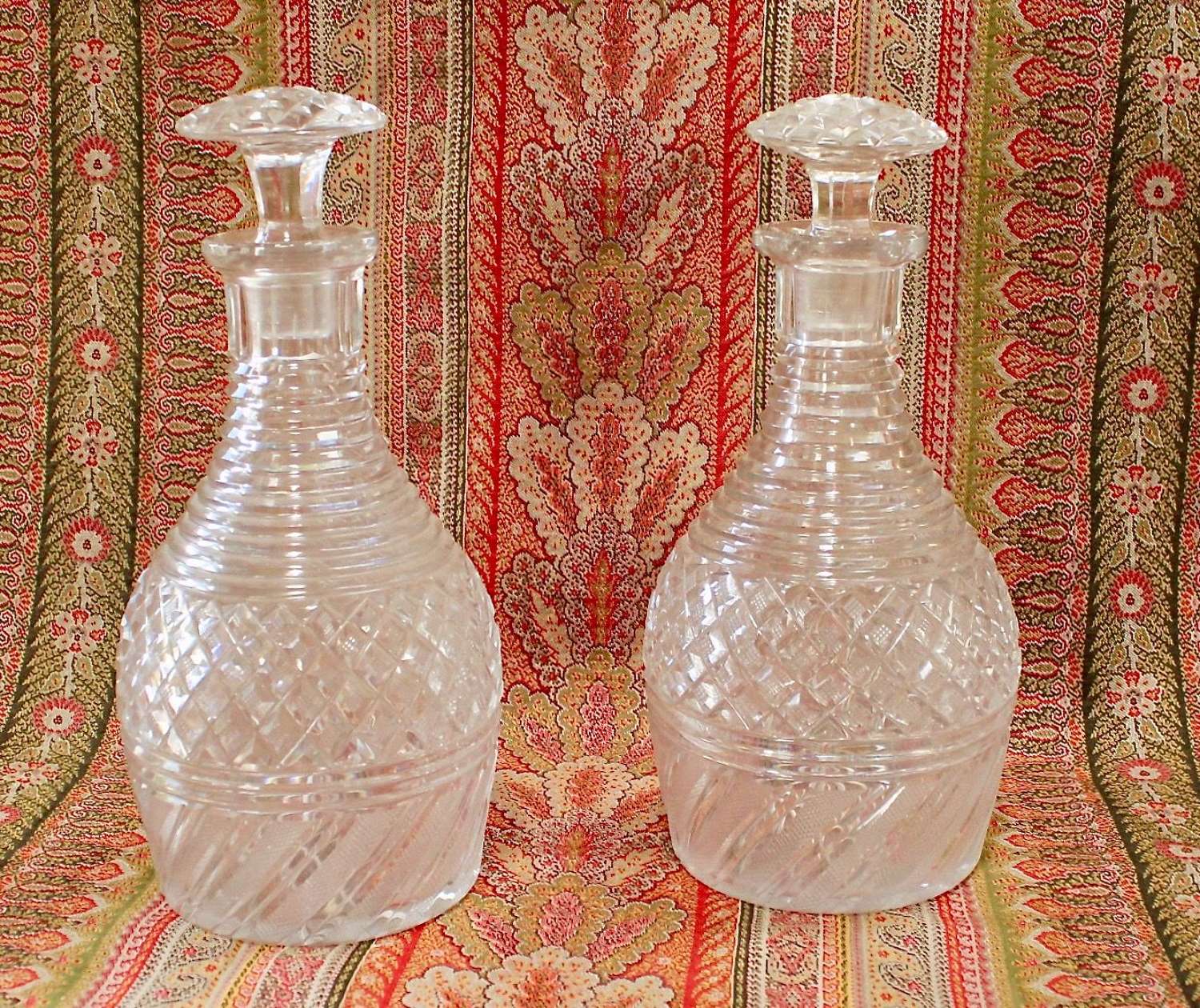 PAIR OF EARLY 19th CENTURY GLASS DECANTERS